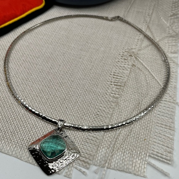 925 Italy Platinum Over Sterling Silver Hammered Pendant Necklace – 26.2g - Picture 10 of 17